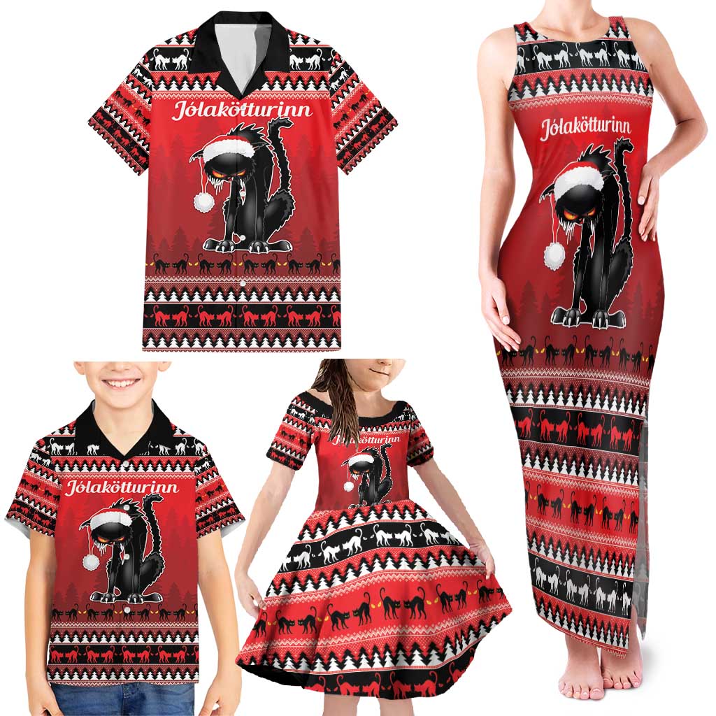 Jolakotturinn Iceland Family Matching Tank Maxi Dress and Hawaiian Shirt Yule Cat Merry Christmas - Wonder Print Shop