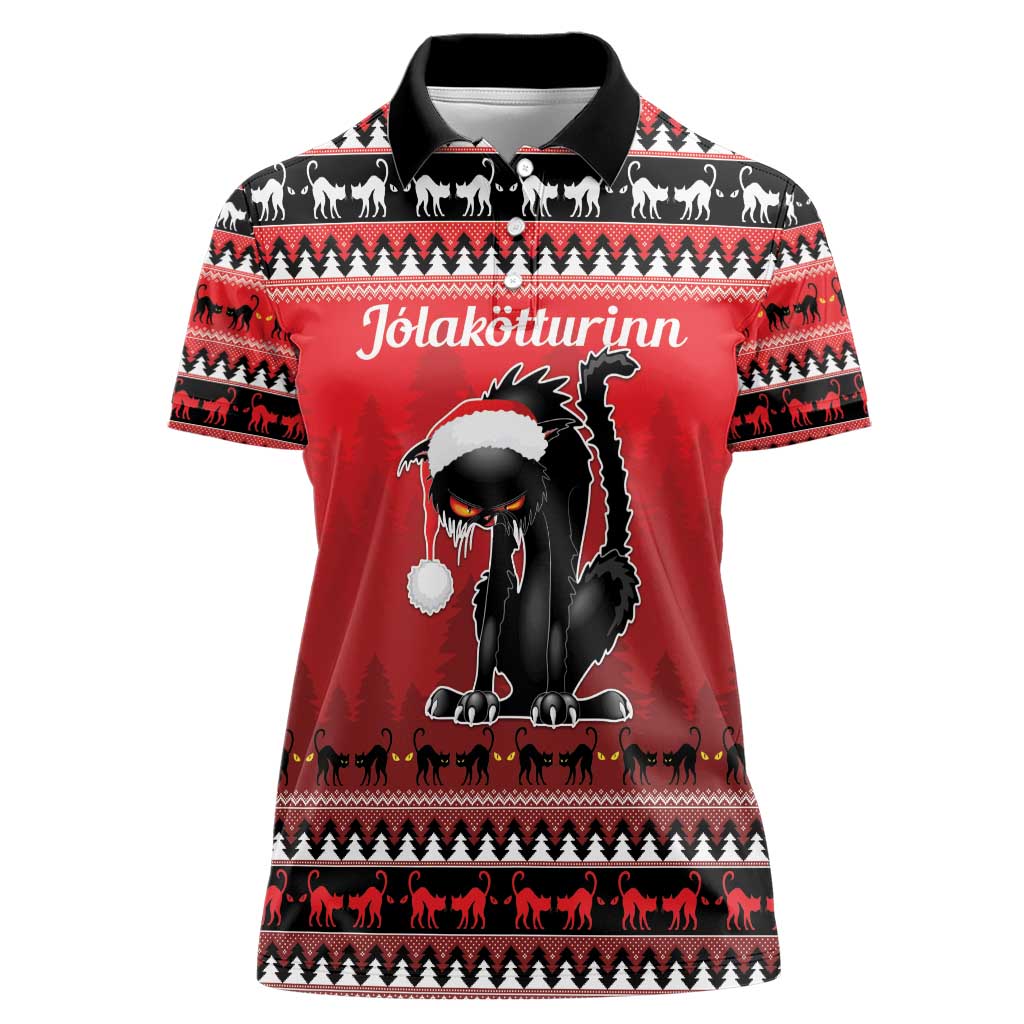 Jolakotturinn Iceland Women Polo Shirt Yule Cat Merry Christmas