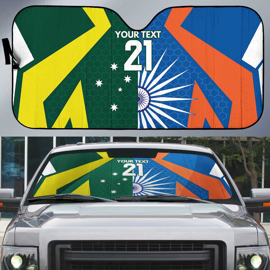 India vs Australia Custom Auto Sun Shade Blue vs Gold Cricket Heritage - Wonder Print Shop