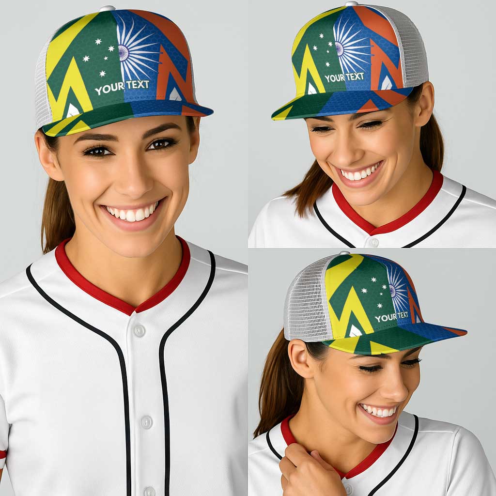 India vs Australia Personalised Baseball Net Cap Blue vs Gold Cricket Heritage - Wonder Print Shop