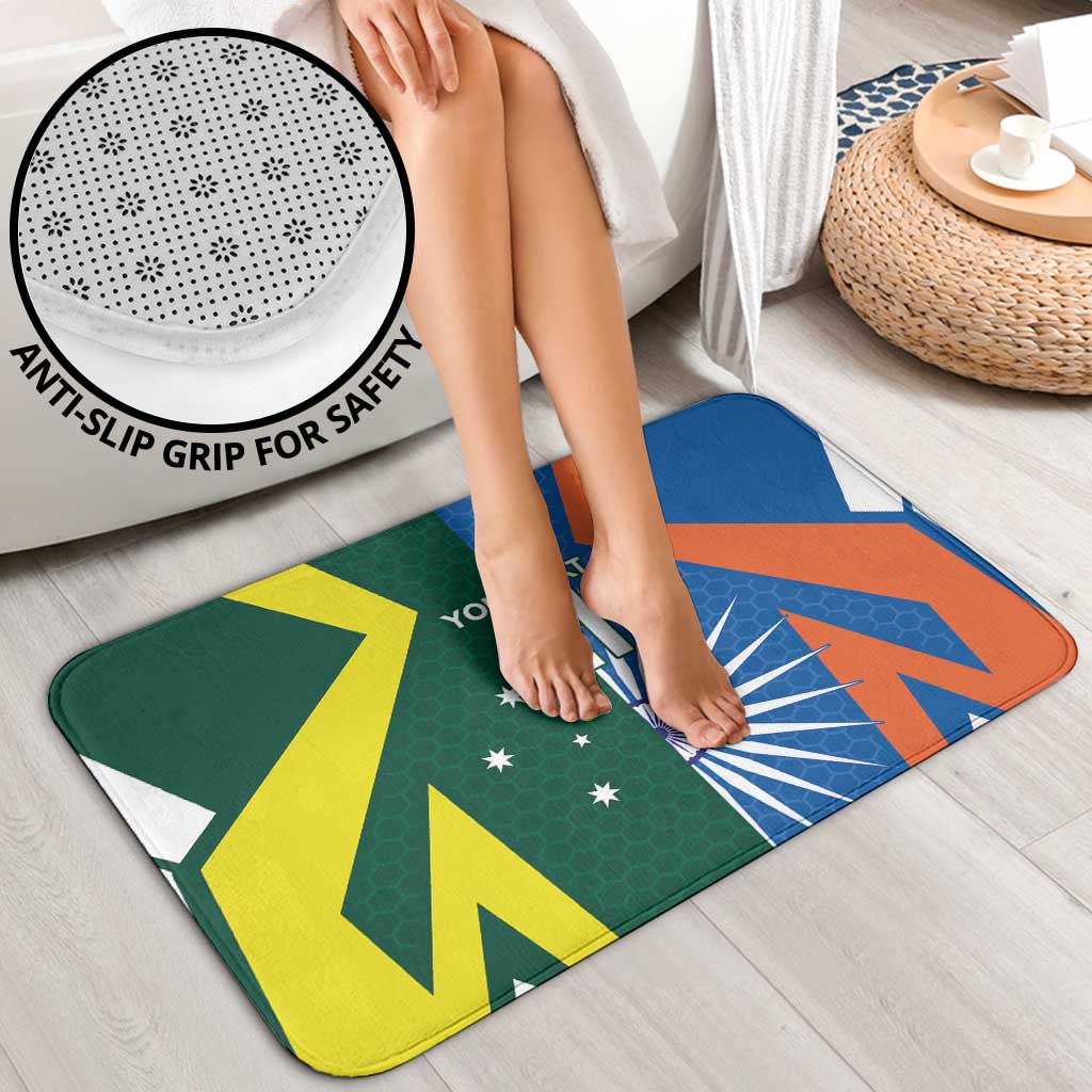 India vs Australia Custom Bathroom Set Blue vs Gold Cricket Heritage - Wonder Print Shop