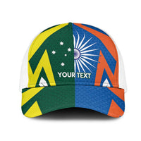 India vs Australia Personalised Mesh Trucker Cap Blue vs Gold Cricket Heritage - Wonder Print Shop