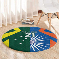 India vs Australia Custom Round Carpet Blue vs Gold Cricket Heritage - Wonder Print Shop