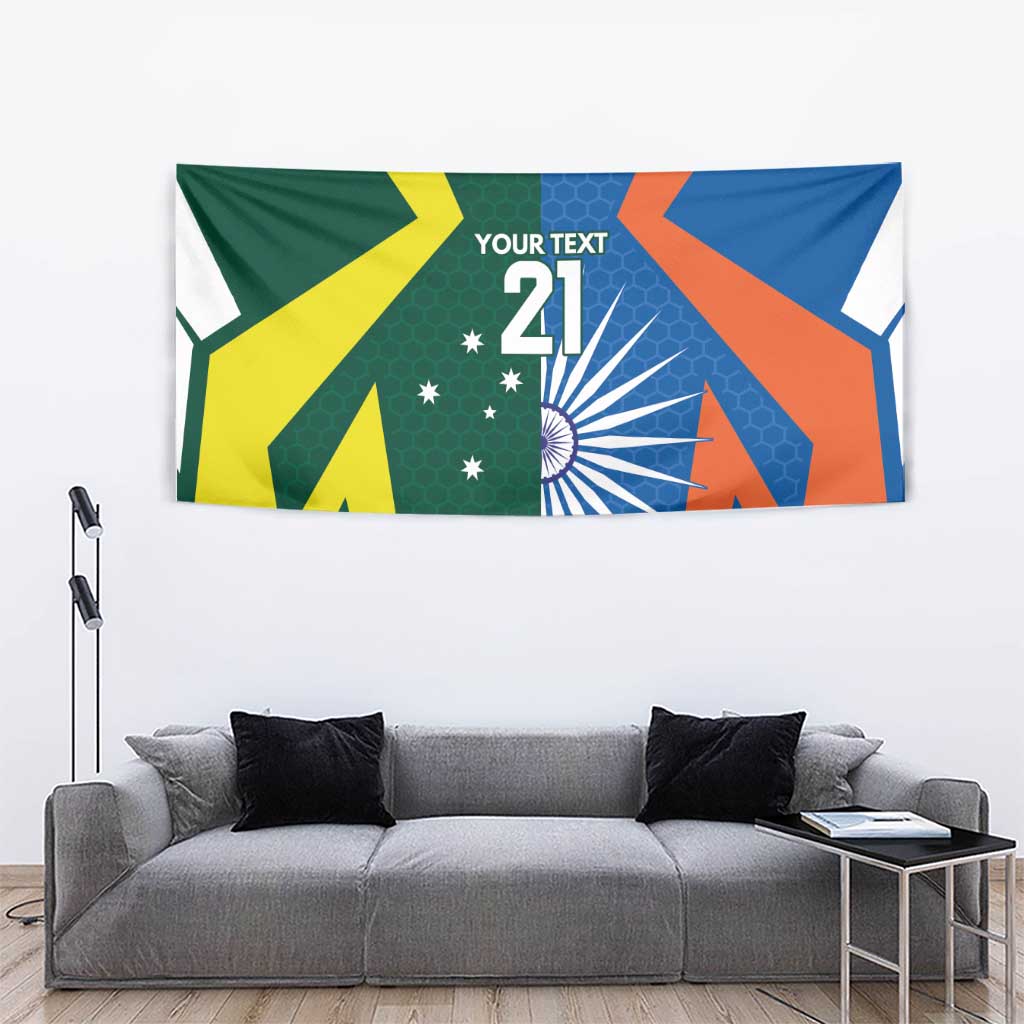 India vs Australia Custom Tapestry Blue vs Gold Cricket Heritage - Wonder Print Shop