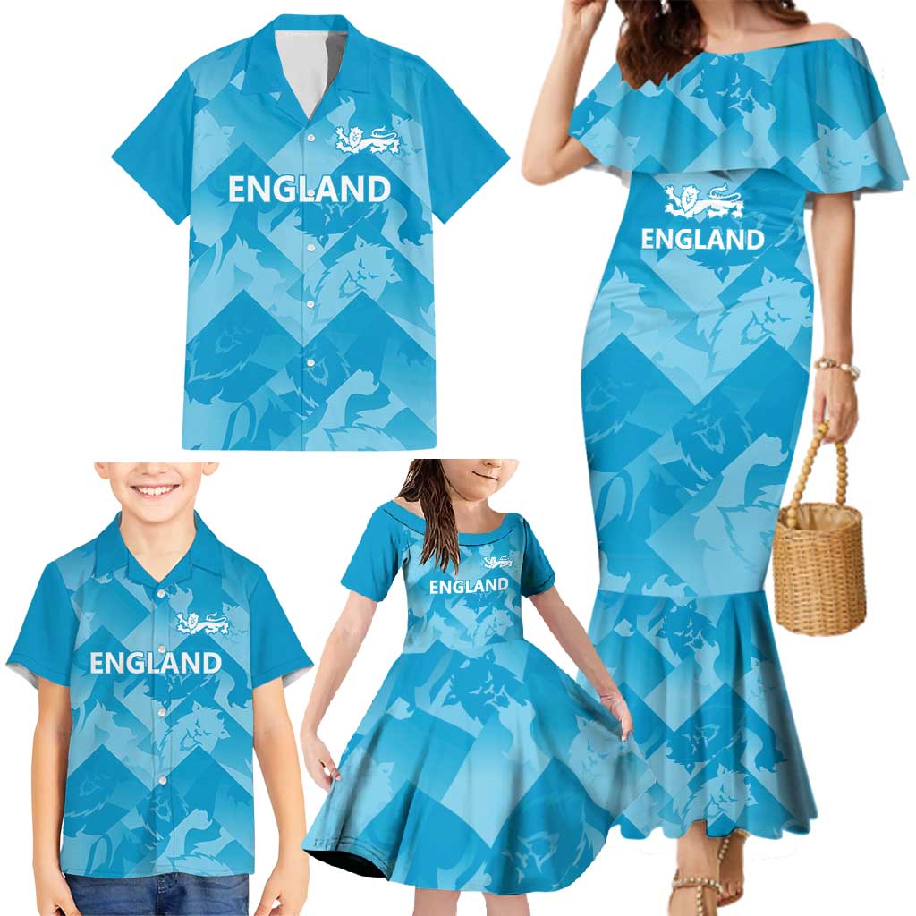 England Cricket Custom Family Matching Mermaid Dress and Hawaiian Shirt Three Lions Inspiration LT9 - Wonder Print Shop