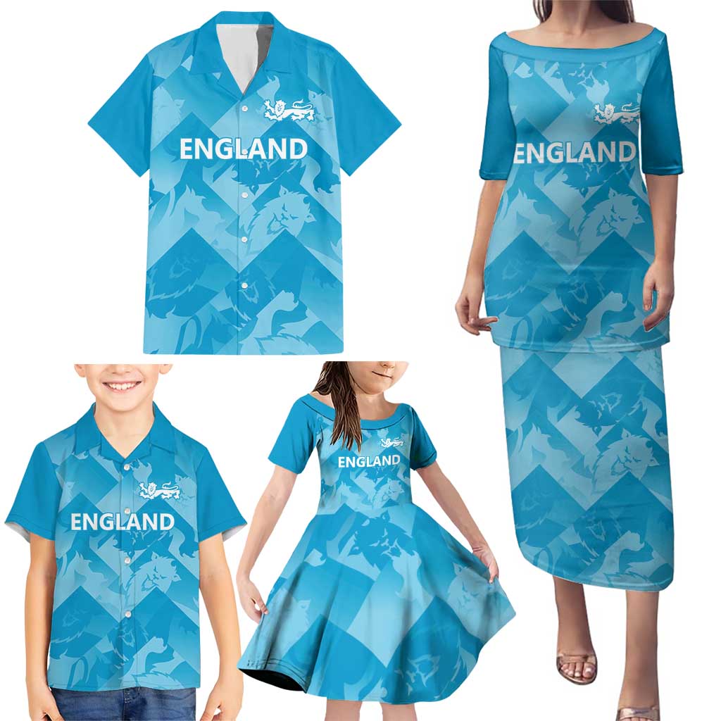 England Cricket Custom Family Matching Puletasi and Hawaiian Shirt Three Lions Inspiration - Wonder Print Shop