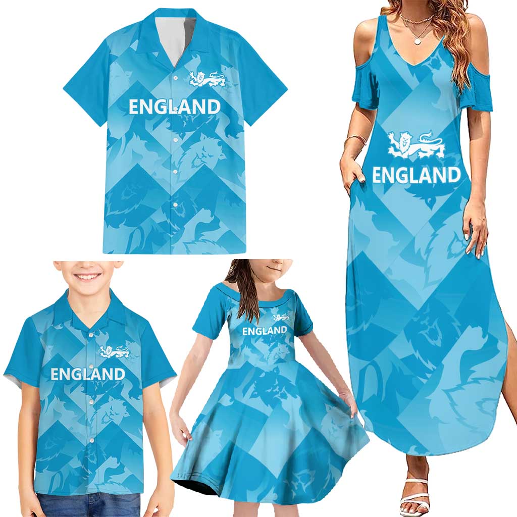 England Cricket Custom Family Matching Summer Maxi Dress and Hawaiian Shirt Three Lions Inspiration - Wonder Print Shop