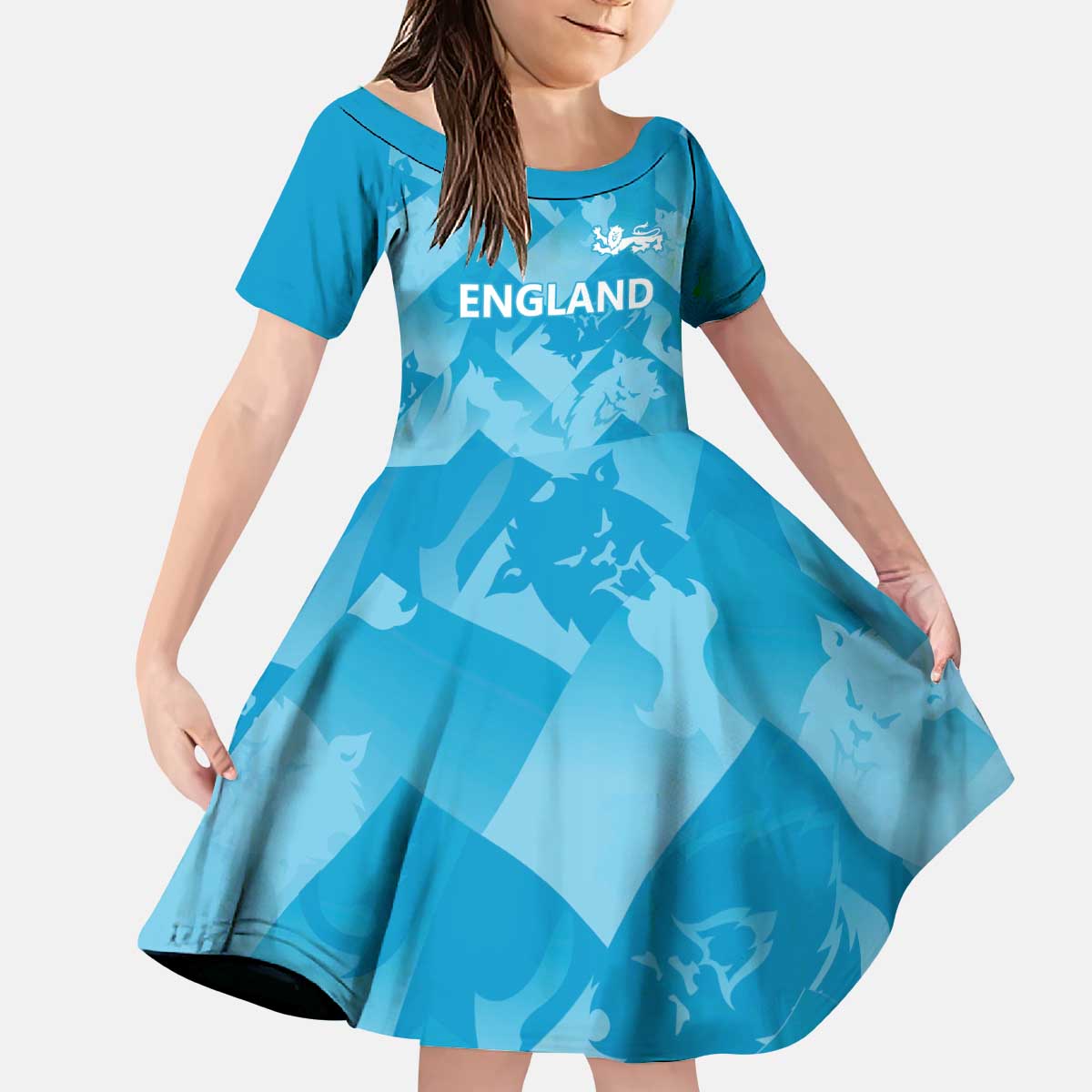 England Cricket Custom Kid Short Sleeve Dress Three Lions Inspiration - Wonder Print Shop