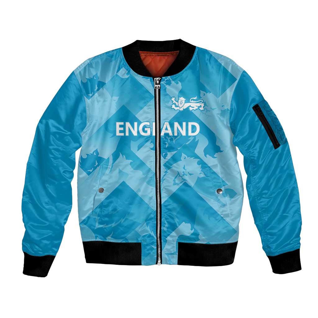 England Cricket Custom Sleeve Zip Bomber Jacket Three Lions Inspiration