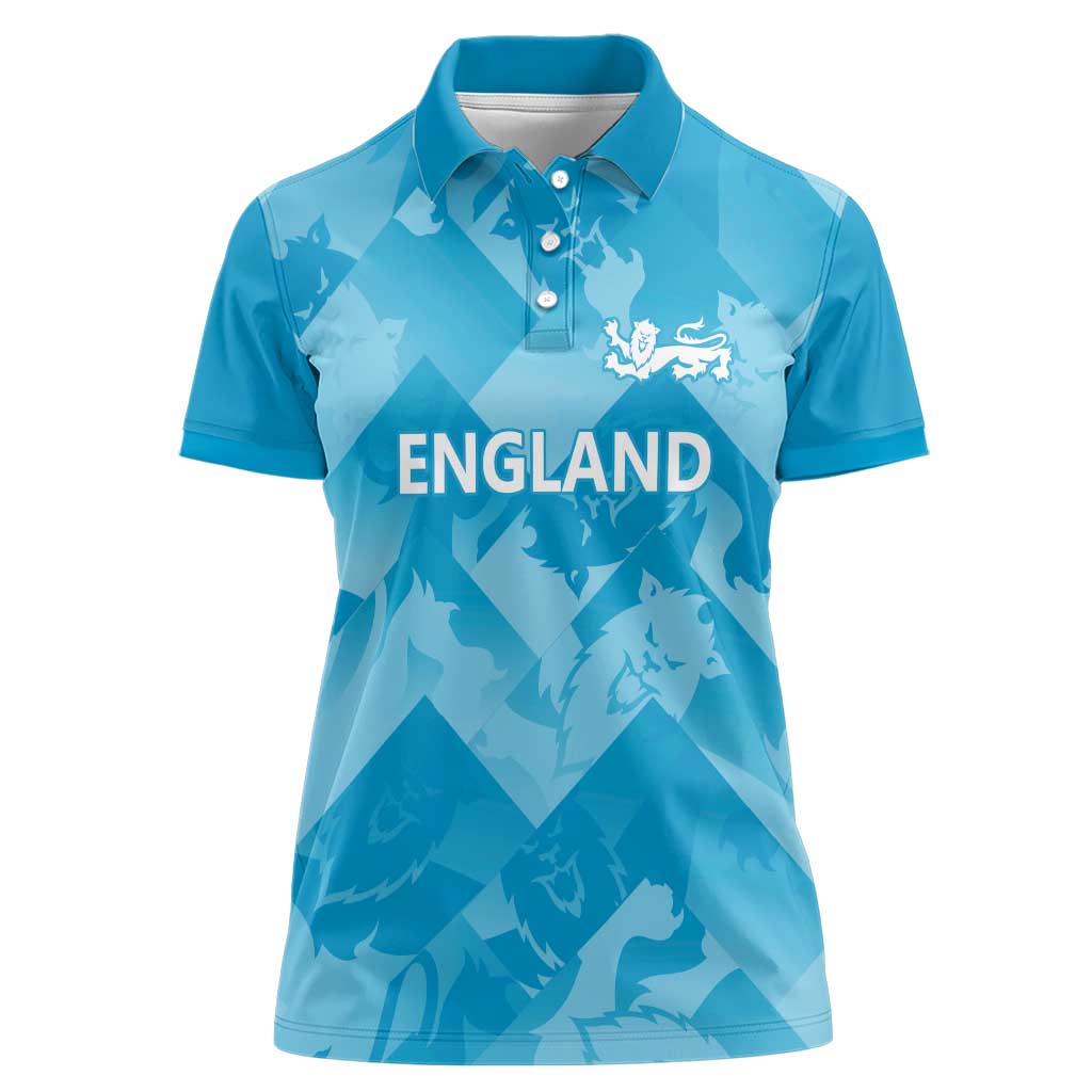 England Cricket Custom Women Polo Shirt Three Lions Inspiration