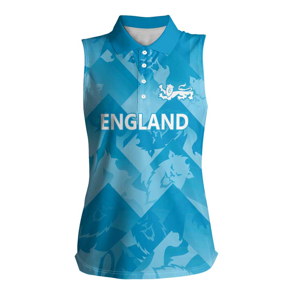 England Cricket Custom Women Sleeveless Polo Shirt Three Lions Inspiration