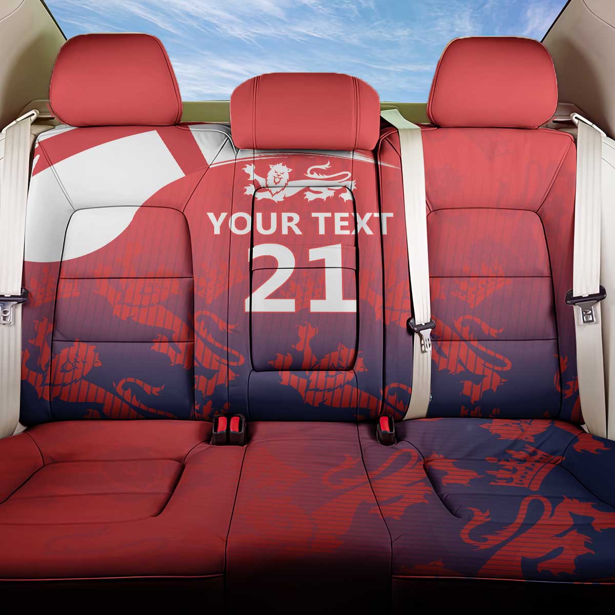 England Cricket Custom Back Car Seat Cover Three Lions With Flag LT9 - Wonder Print Shop