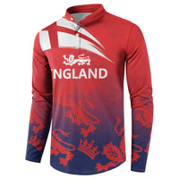 Red/navy England cricket button sweatshirt with white England text and crest