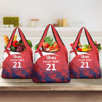 England Cricket Custom Grocery Bag Three Lions With Flag