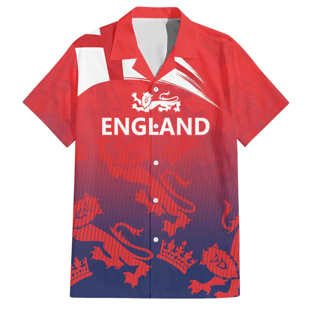 England Cricket Custom Hawaiian Shirt Three Lions With Flag - Wonder Print Shop