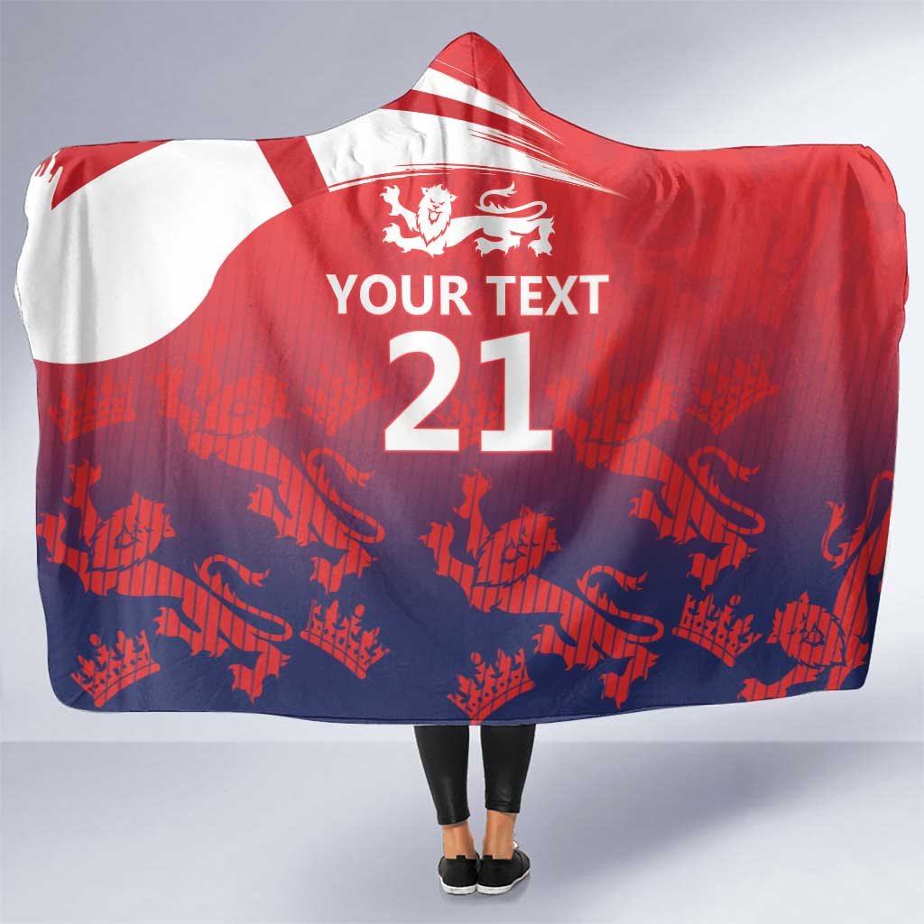 England Cricket Custom Hooded Blanket Three Lions With Flag