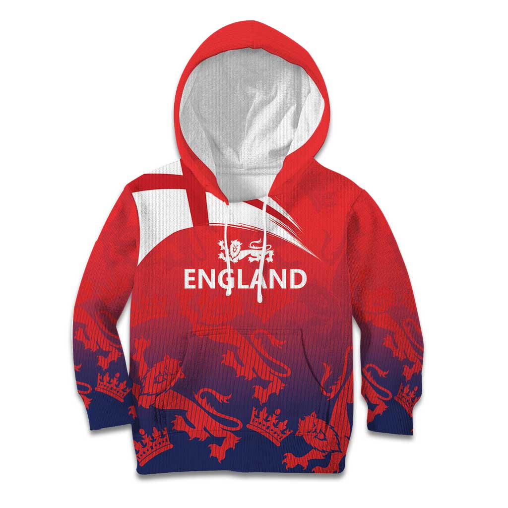 England Cricket Custom Kid Hoodie Three Lions With Flag - Wonder Print Shop