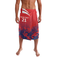 Red and blue printed lavalava sarong with Union Jack, number 21, elastic waistband