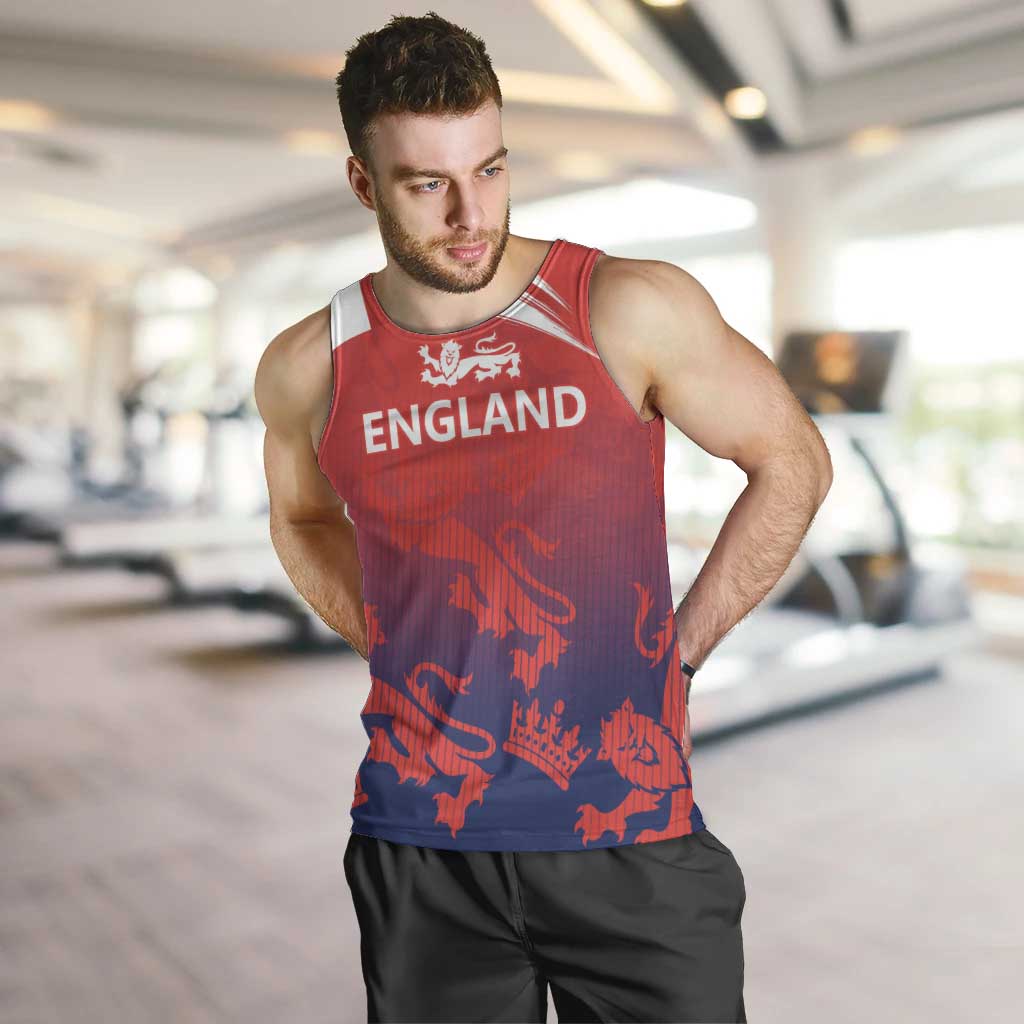 England Cricket Custom Men Tank Top Three Lions With Flag