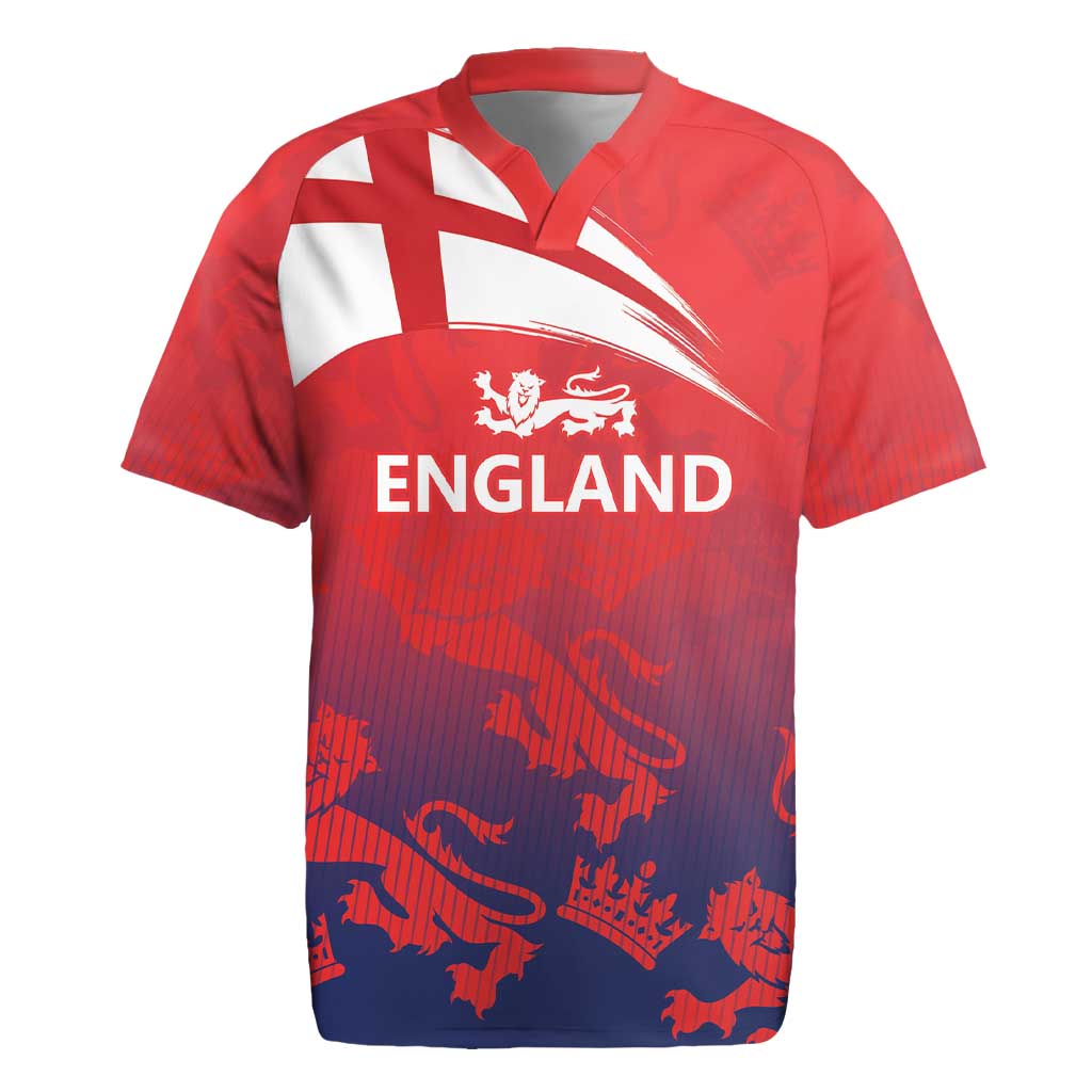 England Cricket Custom Rugby Jersey Three Lions With Flag