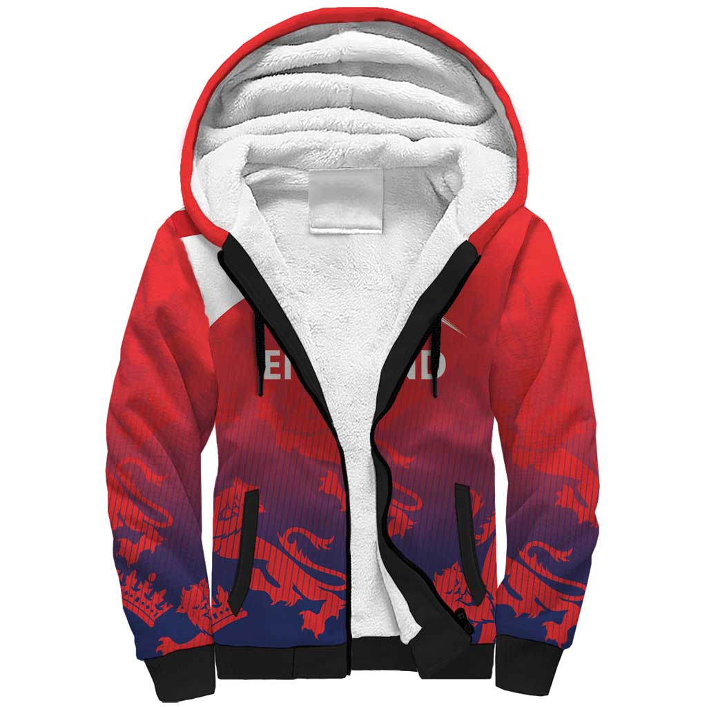 England Cricket Custom Sherpa Hoodie Three Lions With Flag