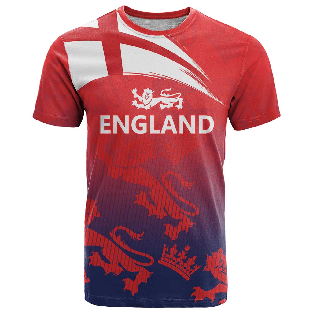 England Cricket Custom T Shirt Three Lions With Flag