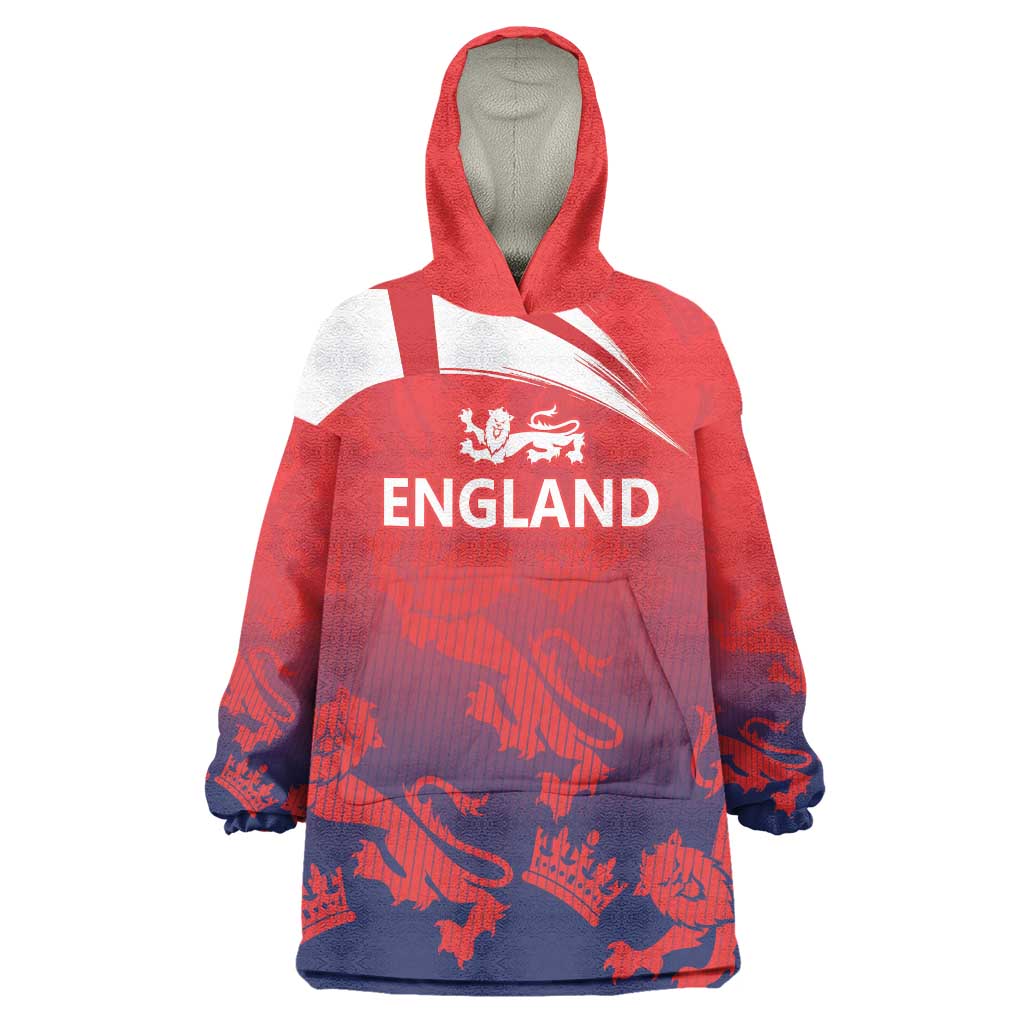 England Cricket Custom Wearable Blanket Hoodie Three Lions With Flag