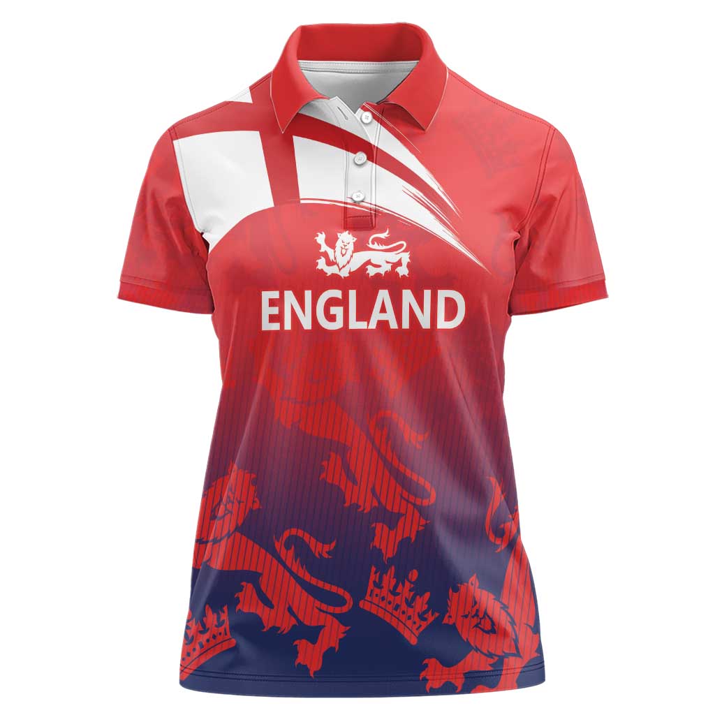 England Cricket Custom Women Polo Shirt Three Lions With Flag