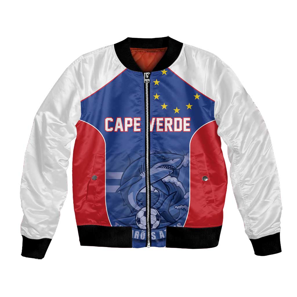 World Football 2026 Cape Verde Custom Bomber Jacket Tubaroes Azuis Blue Shark - Wonder Print Shop