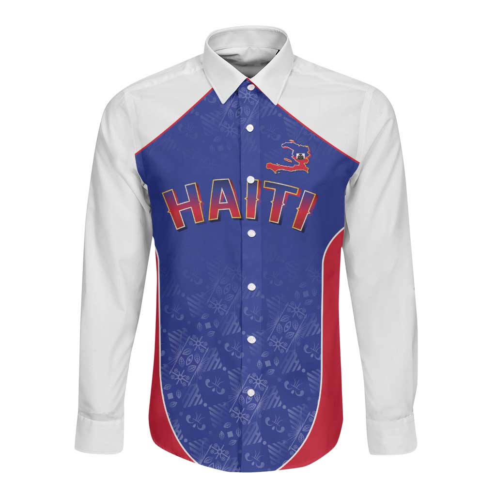 World Football 2026 Afro-Haiti Custom Long Sleeve Button Shirt Together For Ayiti Blue Style - Wonder Print Shop