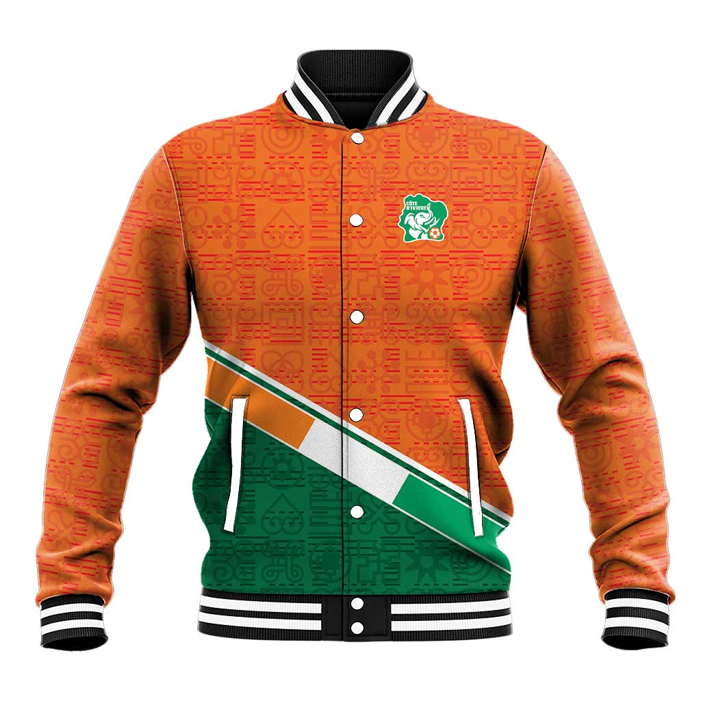 World Football 2026 Ivory Coast Custom Baseball Jacket African Adinkra Pattern - Wonder Print Shop