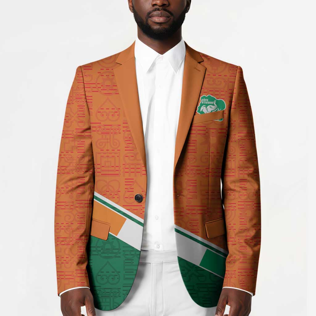 World Football 2026 Ivory Coast Custom Blazer African Adinkra Pattern - Wonder Print Shop