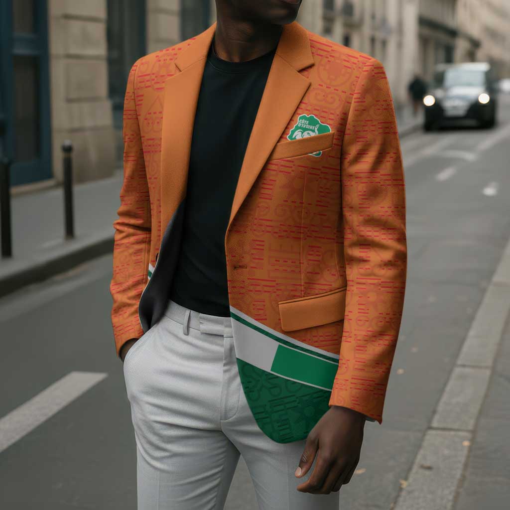 World Football 2026 Ivory Coast Custom Blazer African Adinkra Pattern - Wonder Print Shop