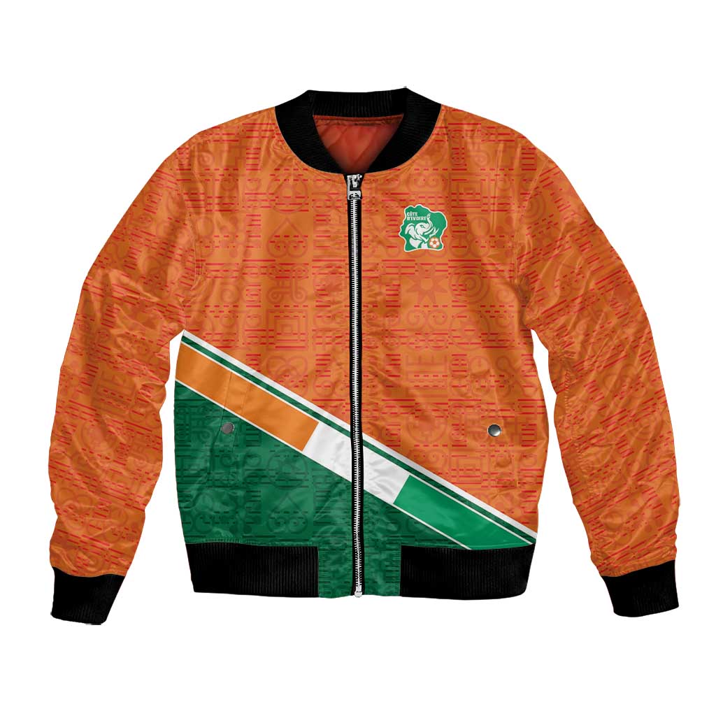 World Football 2026 Ivory Coast Custom Bomber Jacket African Adinkra Pattern - Wonder Print Shop