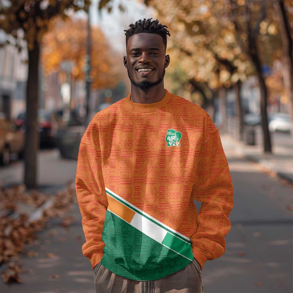 World Football 2026 Ivory Coast Custom Sweatshirt African Adinkra Pattern - Wonder Print Shop