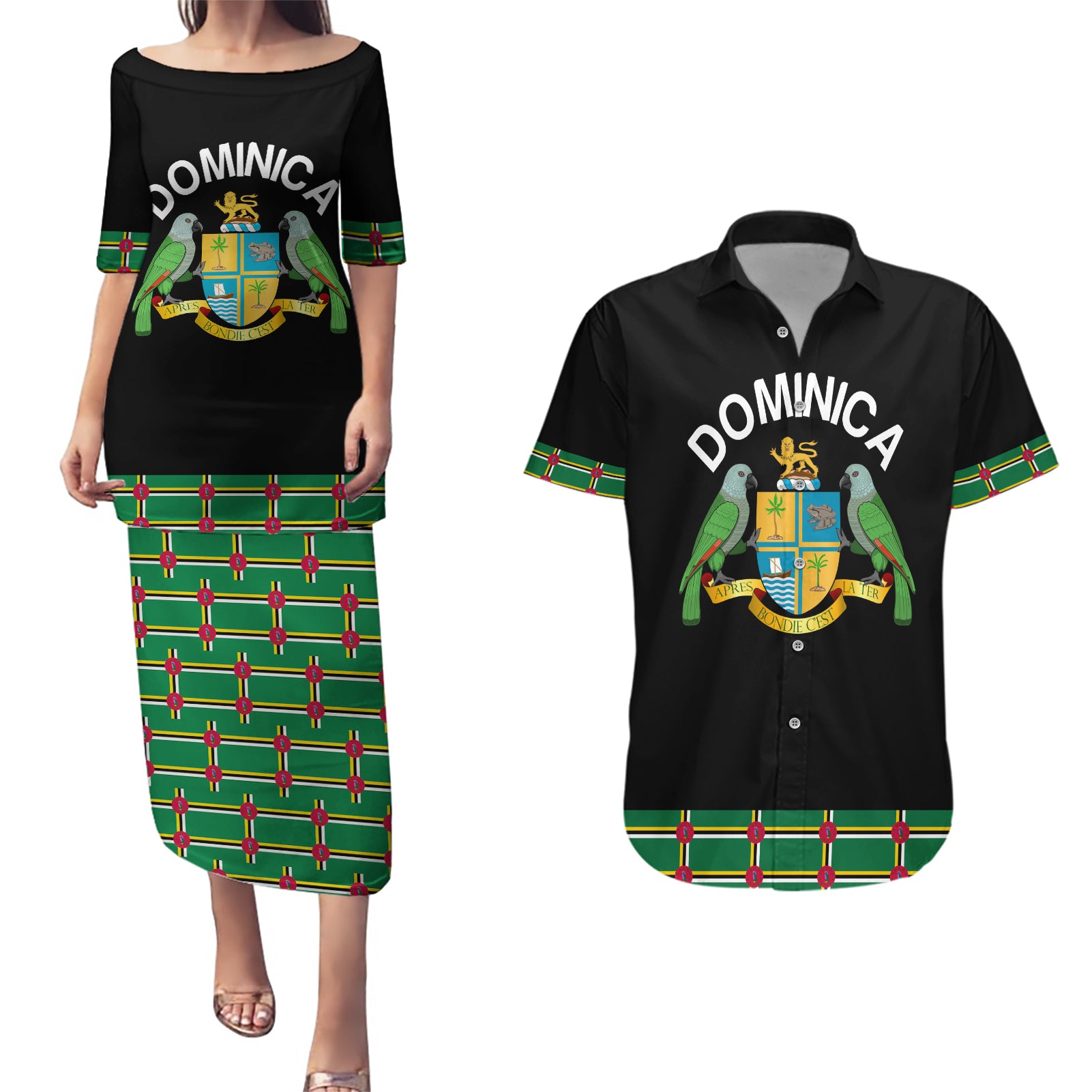 Personalized Dominica Sisserou Parrot Simple Style Couples Matching Puletasi and Hawaiian Shirt LT9 - Wonder Print Shop