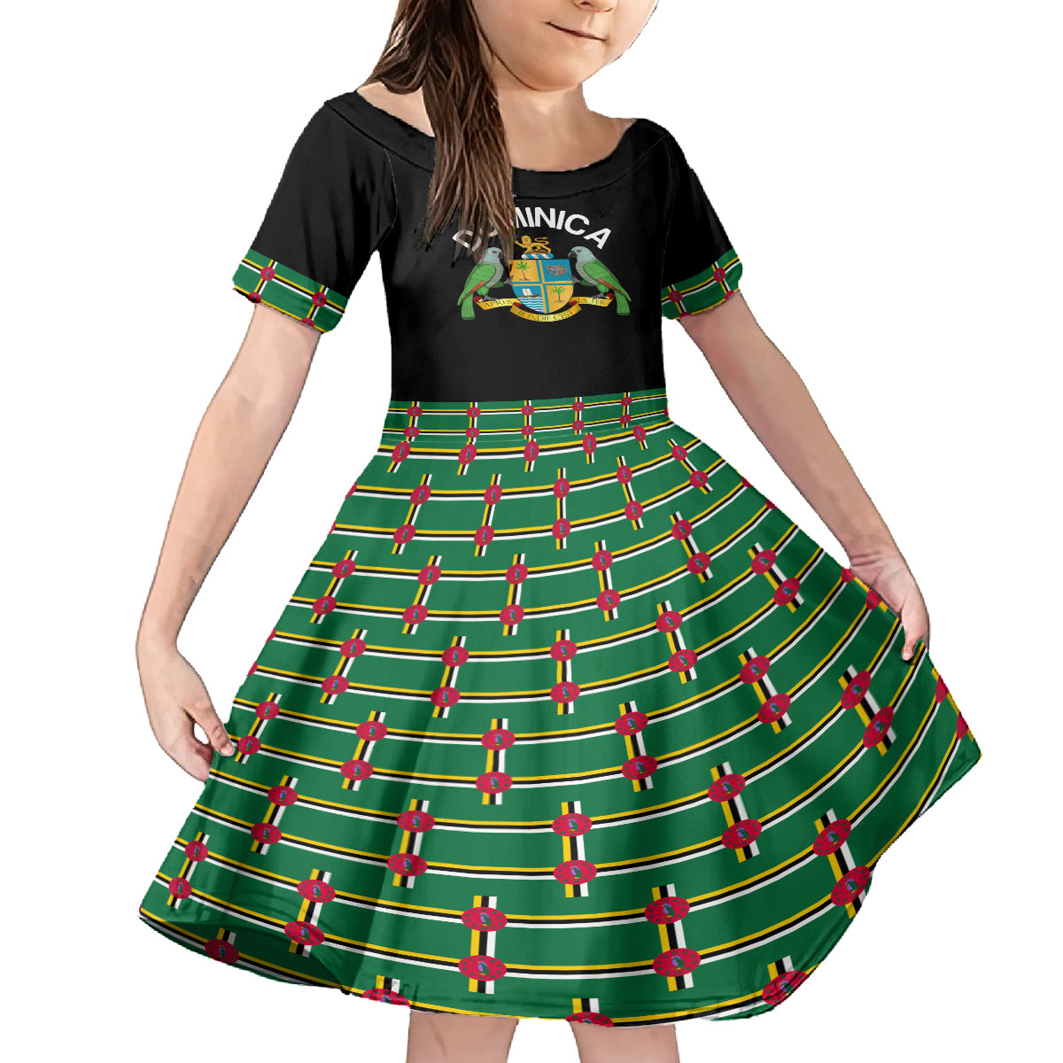 Personalized Dominica Sisserou Parrot Simple Style Kid Short Sleeve Dress - Wonder Print Shop