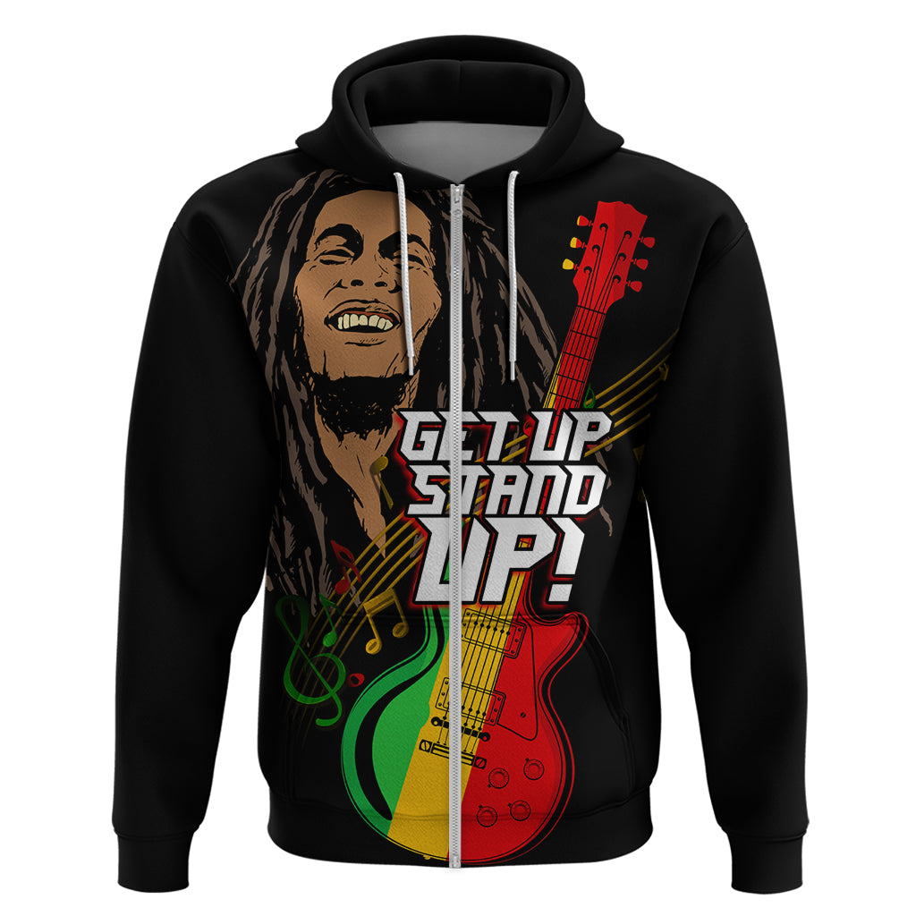 Legend Bob Get Up Stand Up Zip Hoodie Reggae Multicolored - Wonder Print Shop