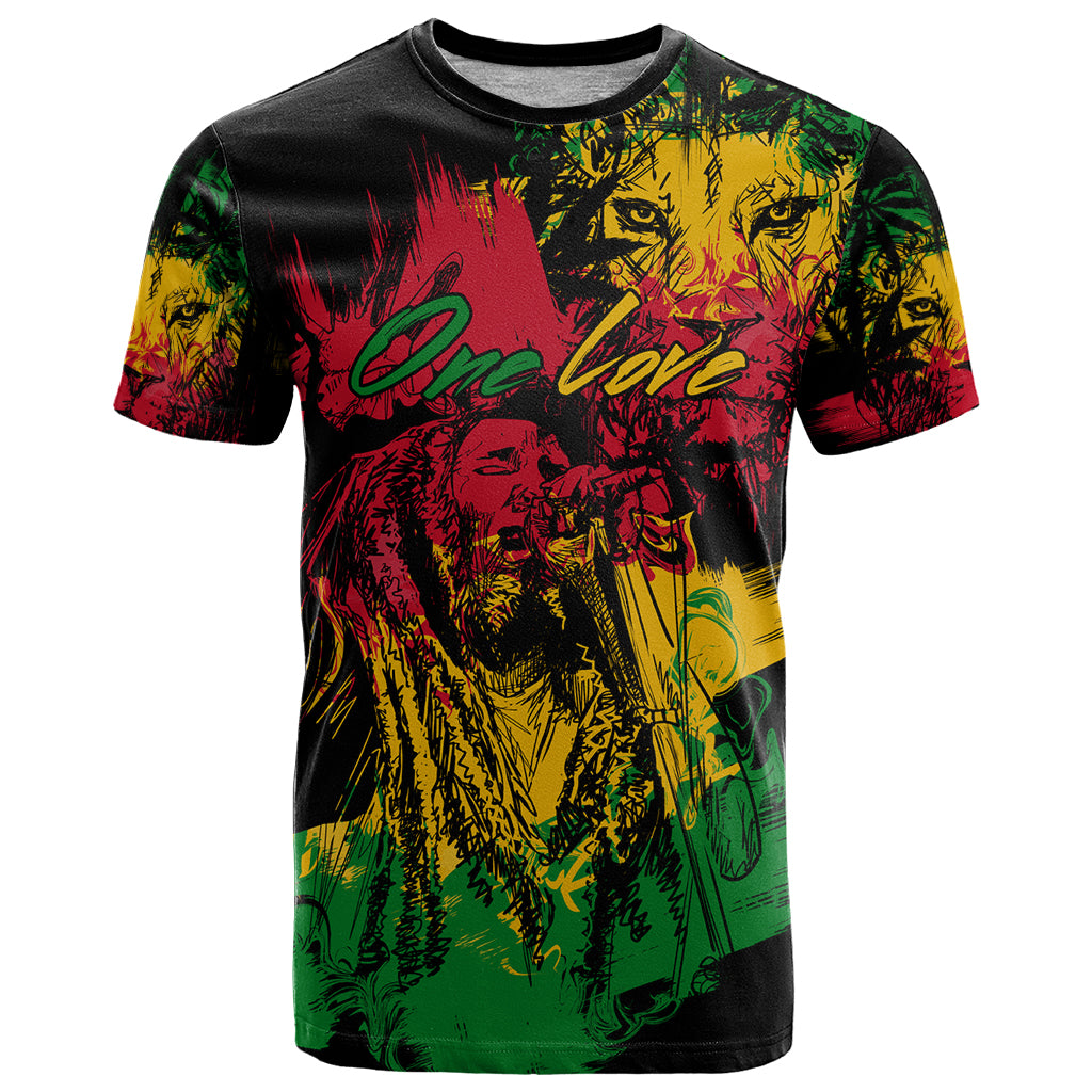 Rastafarian Lion Legend Bob T Shirt Reggae Festival Sketch Portrait - Wonder Print Shop