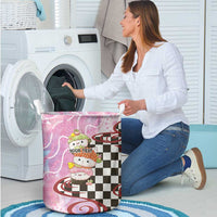Personalized Japanese Kawaii Sushi Roll Laundry Basket Wagara Palaka Pattern