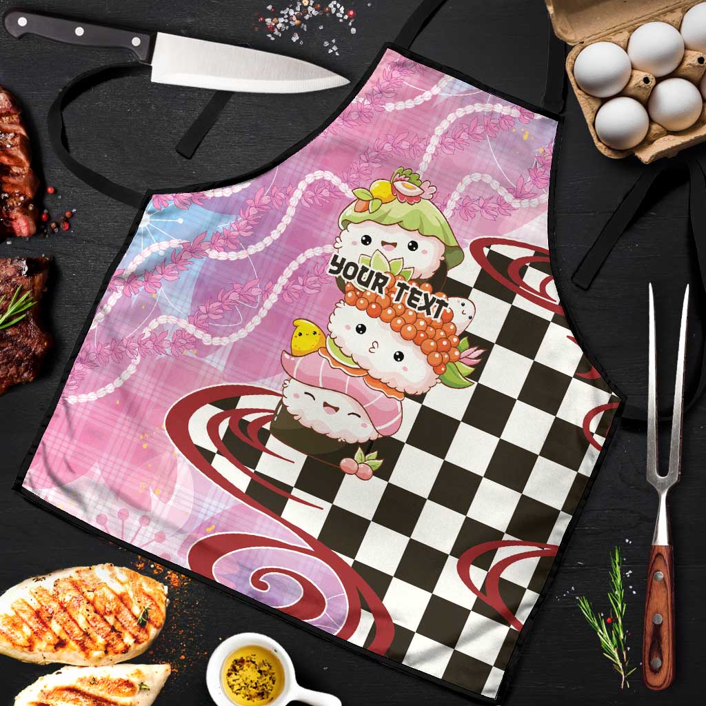 Personalized Japanese Kawaii Sushi Roll Apron Wagara Palaka Pattern