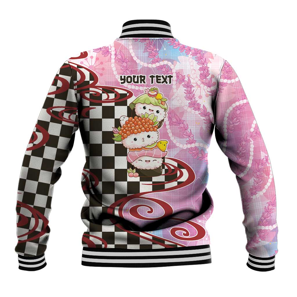 Personalized Japanese Kawaii Sushi Roll Baseball Jacket Wagara Palaka Pattern