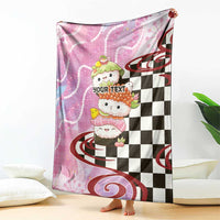 Personalized Japanese Kawaii Sushi Roll Blanket Wagara Palaka Pattern