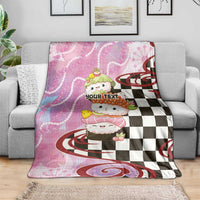 Personalized Japanese Kawaii Sushi Roll Blanket Wagara Palaka Pattern