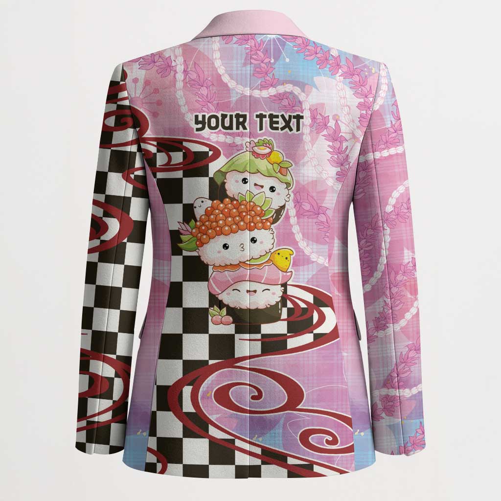 Personalized Japanese Kawaii Sushi Roll Blazer Wagara Palaka Pattern