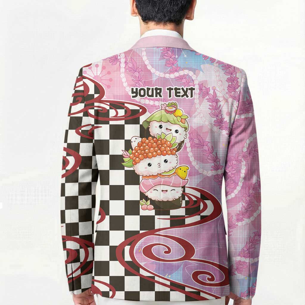 Personalized Japanese Kawaii Sushi Roll Blazer Wagara Palaka Pattern