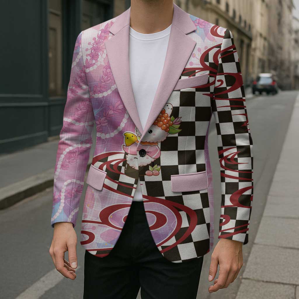 Personalized Japanese Kawaii Sushi Roll Blazer Wagara Palaka Pattern