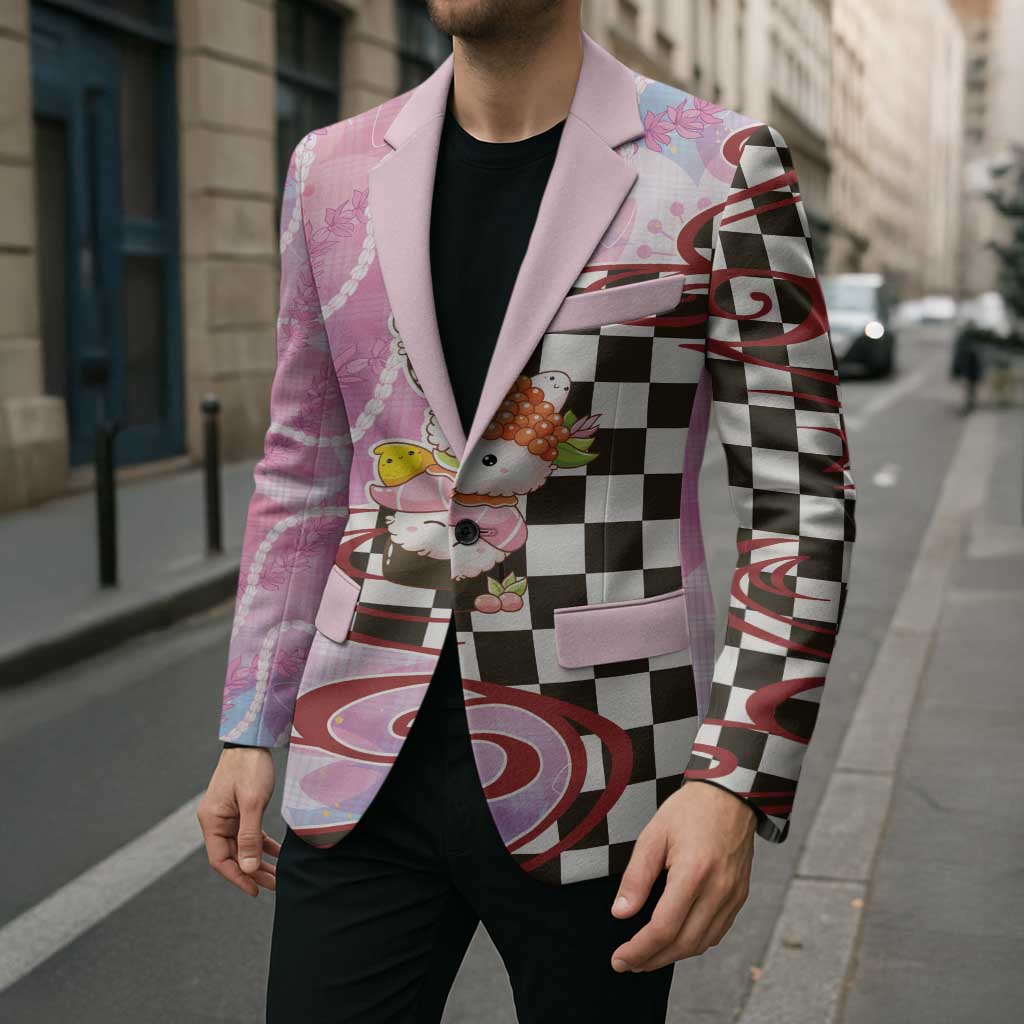 Personalized Japanese Kawaii Sushi Roll Blazer Wagara Palaka Pattern