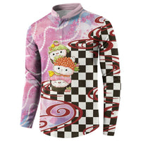 Personalized Japanese Kawaii Sushi Roll Button Sweatshirt Wagara Palaka Pattern