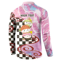 Personalized Japanese Kawaii Sushi Roll Button Sweatshirt Wagara Palaka Pattern
